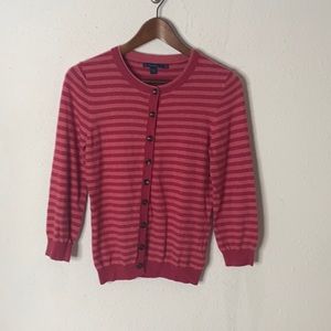 Boden Berry Pink Striped Cardigan
